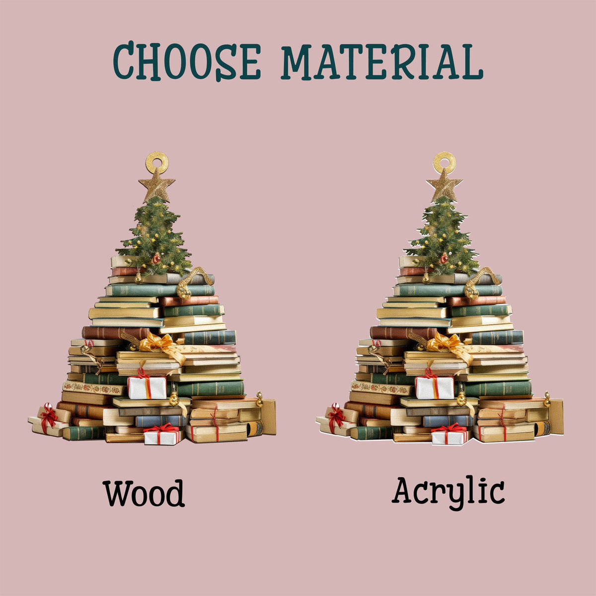 Personalized Christmas Book Tree Name Ornament, Book Lover Gift, Bookworm Gifts CF235 - Kindlytoys