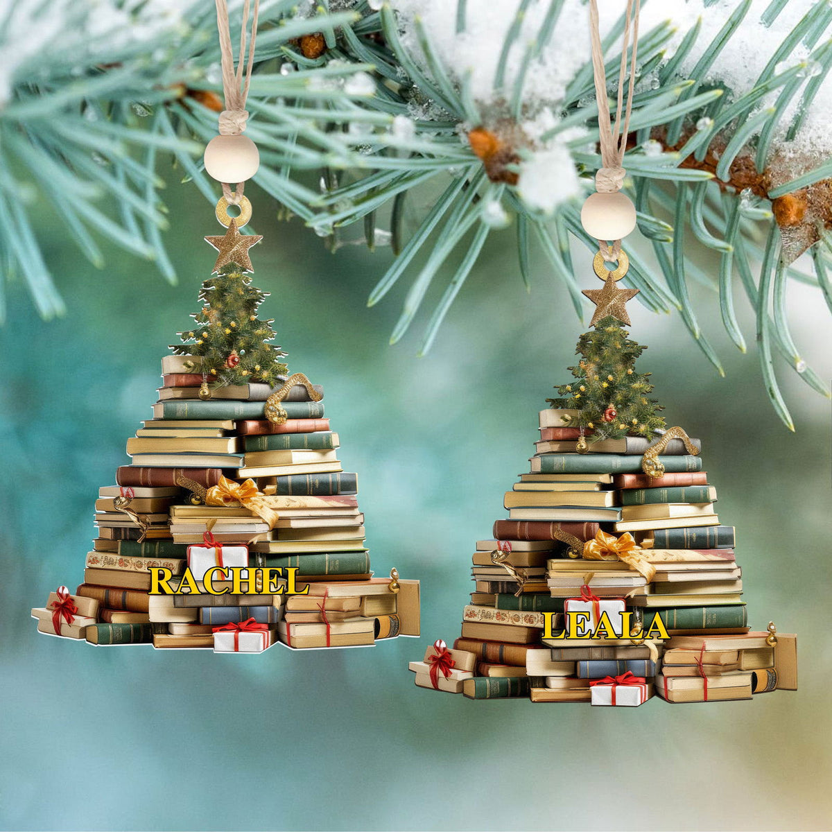 Personalized Christmas Book Tree Name Ornament, Book Lover Gift, Bookworm Gifts CF235 - Kindlytoys