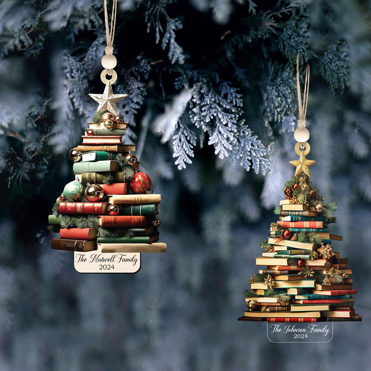 Personalized Christmas Book Tree Ornament, Book Lover Christmas Ornament CF86 - Kindlytoys