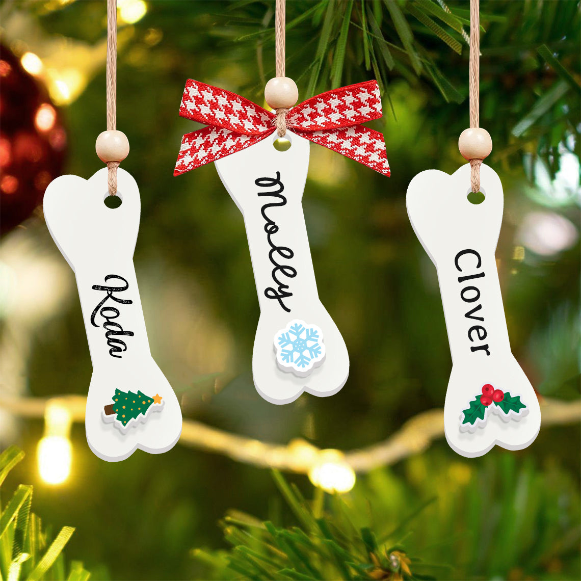 Personalized Christmas Dog Bone 2024 ornament