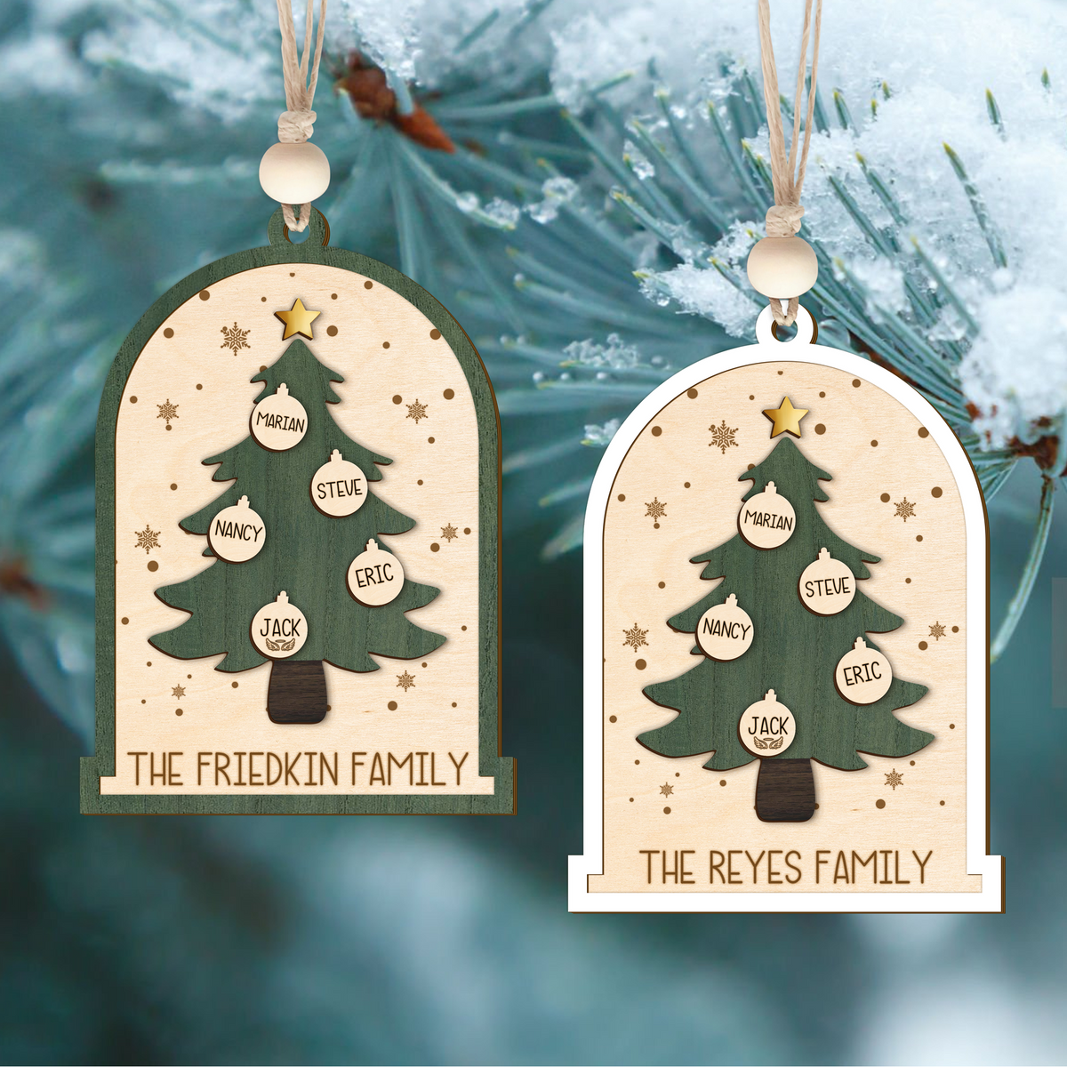 Personalized Christmas Tree Family Name Ornament, Custom Family Names Christmas Ornament CF189 - Kindlytoys