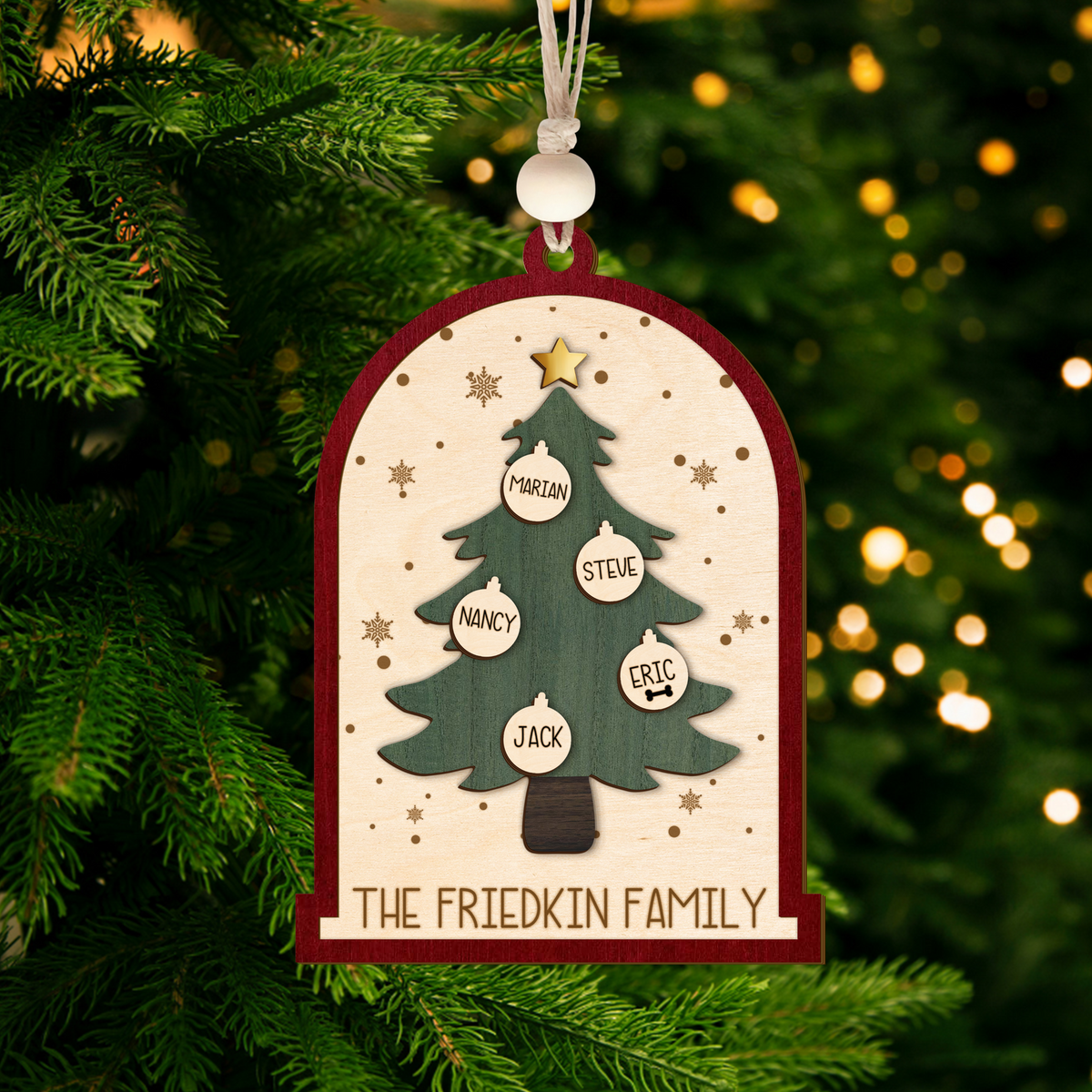 Personalized Christmas Tree Family Name Ornament, Custom Family Names Christmas Ornament CF189 - Kindlytoys