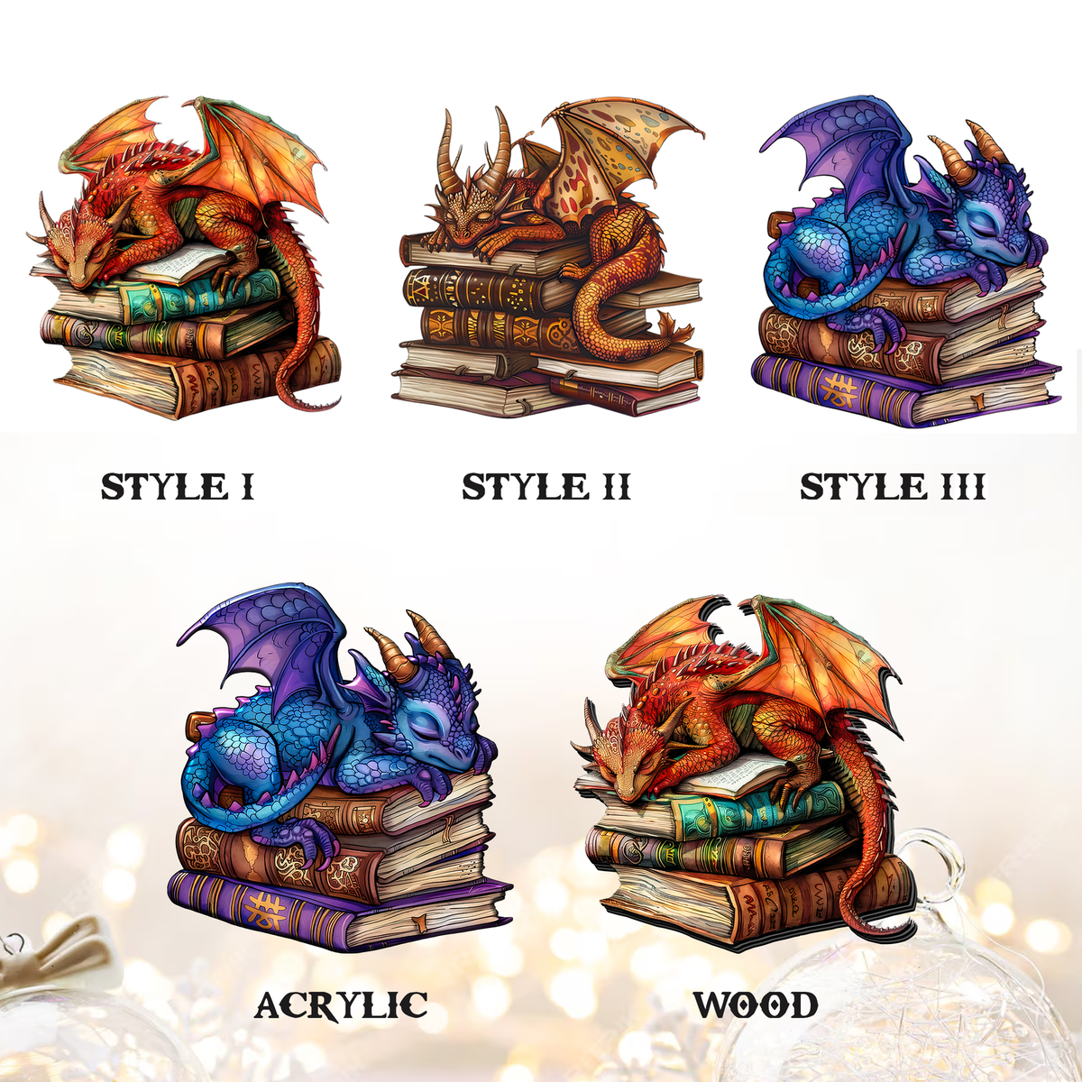 Personalized Dragon Book Ornament, Customized Gift For Book Lovers CF155 - Kindlytoys