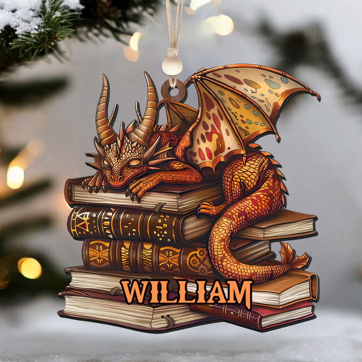 Personalized Dragon Book Ornament, Customized Gift For Book Lovers CF155 - Kindlytoys