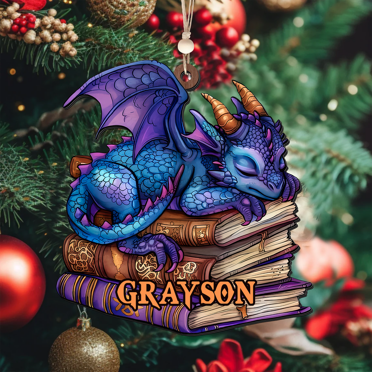 Personalized Dragon Book Ornament, Customized Gift For Book Lovers CF155 - Kindlytoys