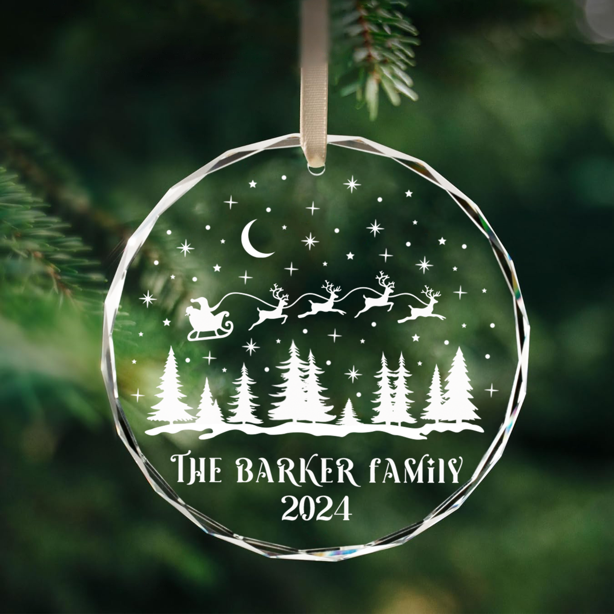 Personalized Family Christmas Glass Ornaments, Family Christmas GX02-1 - Kindlytoys