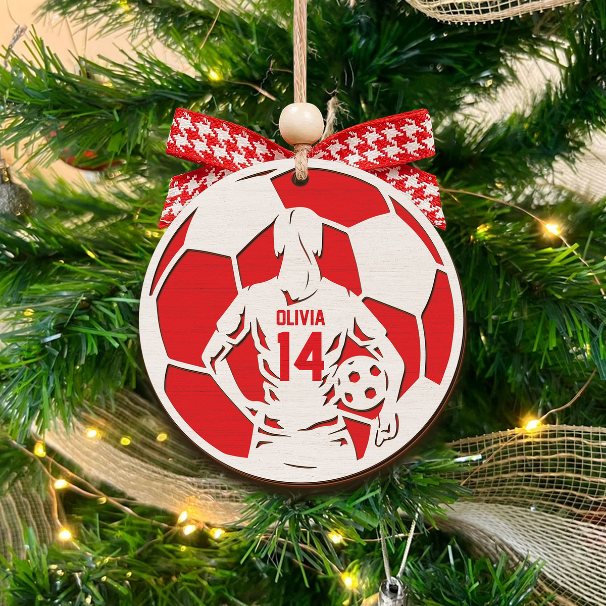 Personalized Football Ornament, 2 Layered and Engraved Wooden Ornament  CF430 - Kindlytoys