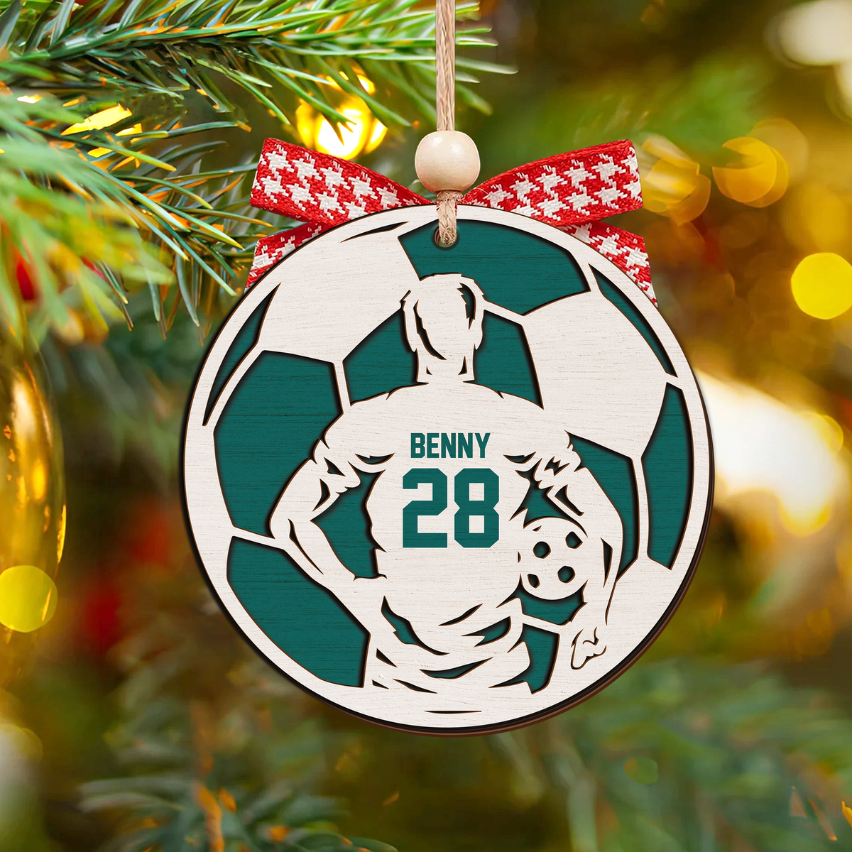 Personalized Football Ornament, 2 Layered and Engraved Wooden Ornament  CF430 - Kindlytoys