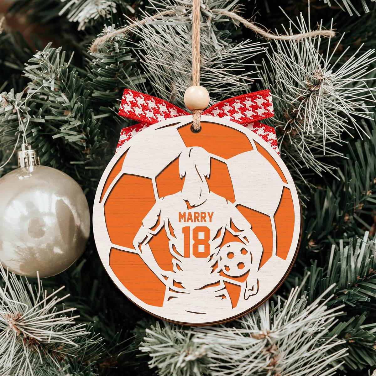 Personalized Football Ornament, 2 Layered and Engraved Wooden Ornament  CF430 - Kindlytoys