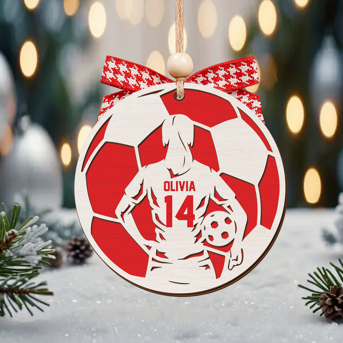 Personalized Football Ornament, 2 Layered and Engraved Wooden Ornament  CF430 - Kindlytoys