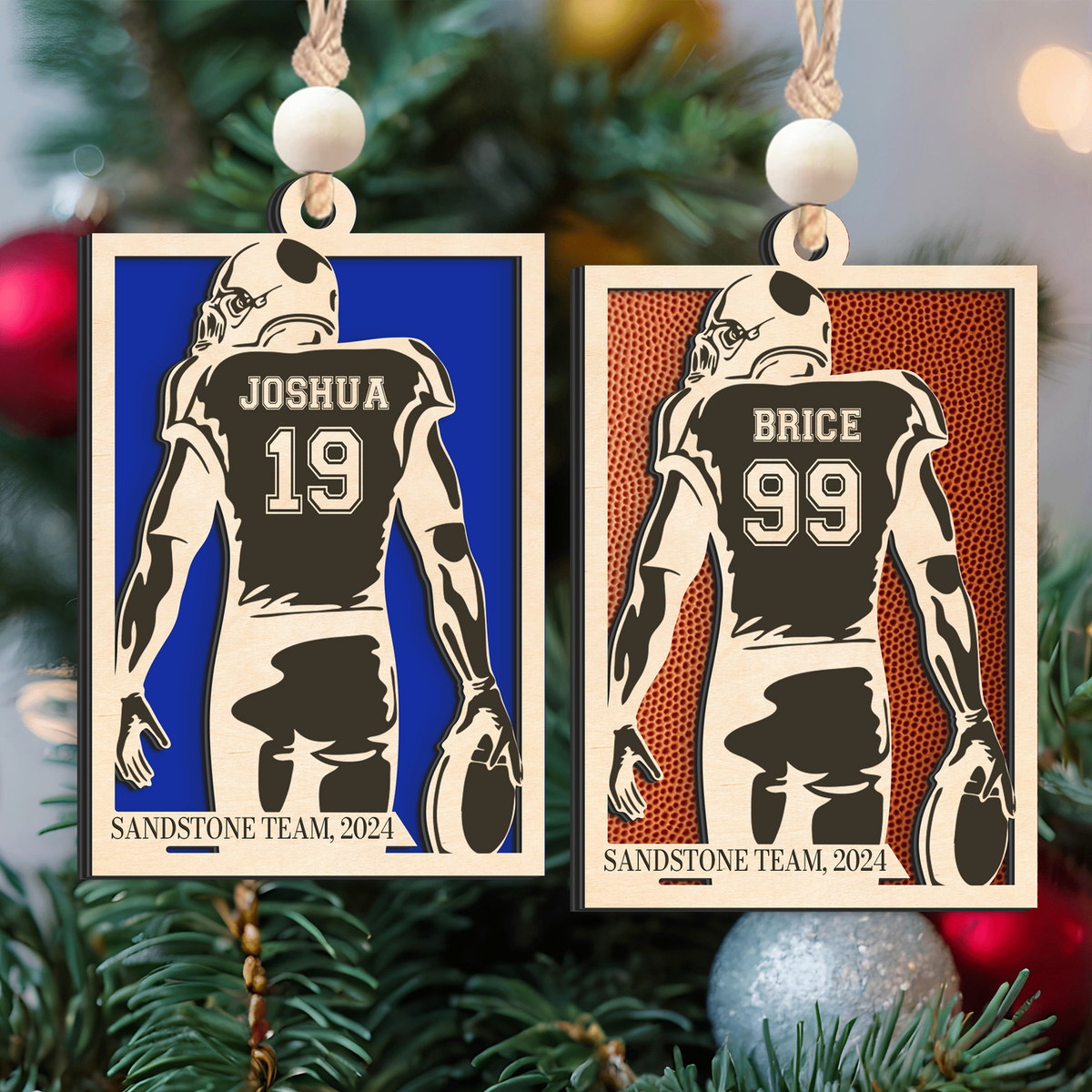 Personalized Football Ornament Gifts, Custom Football Ornament Wooden CF916 - Kindlytoys