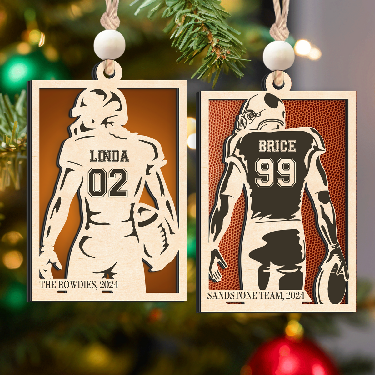 Personalized Football Ornament Gifts, Custom Football Ornament Wooden CF916 - Kindlytoys