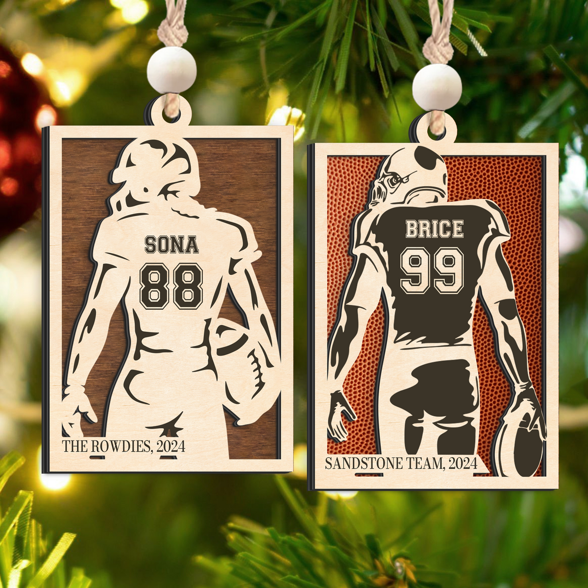 Personalized Football Ornament Gifts, Custom Football Ornament Wooden CF916 - Kindlytoys