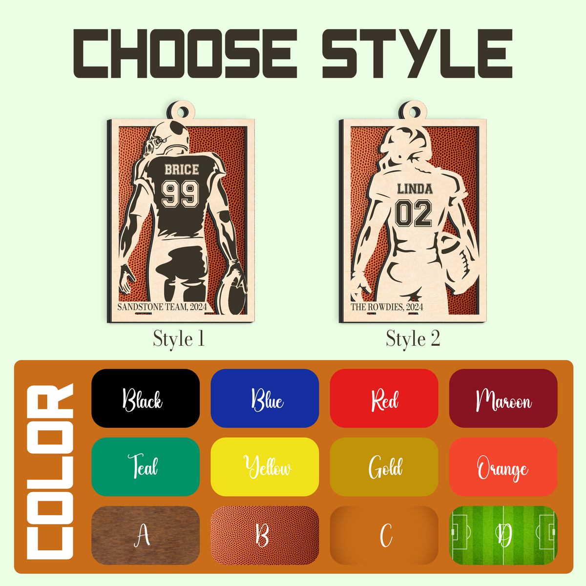 Personalized Football Ornament Gifts, Custom Football Ornament Wooden CF916 - Kindlytoys