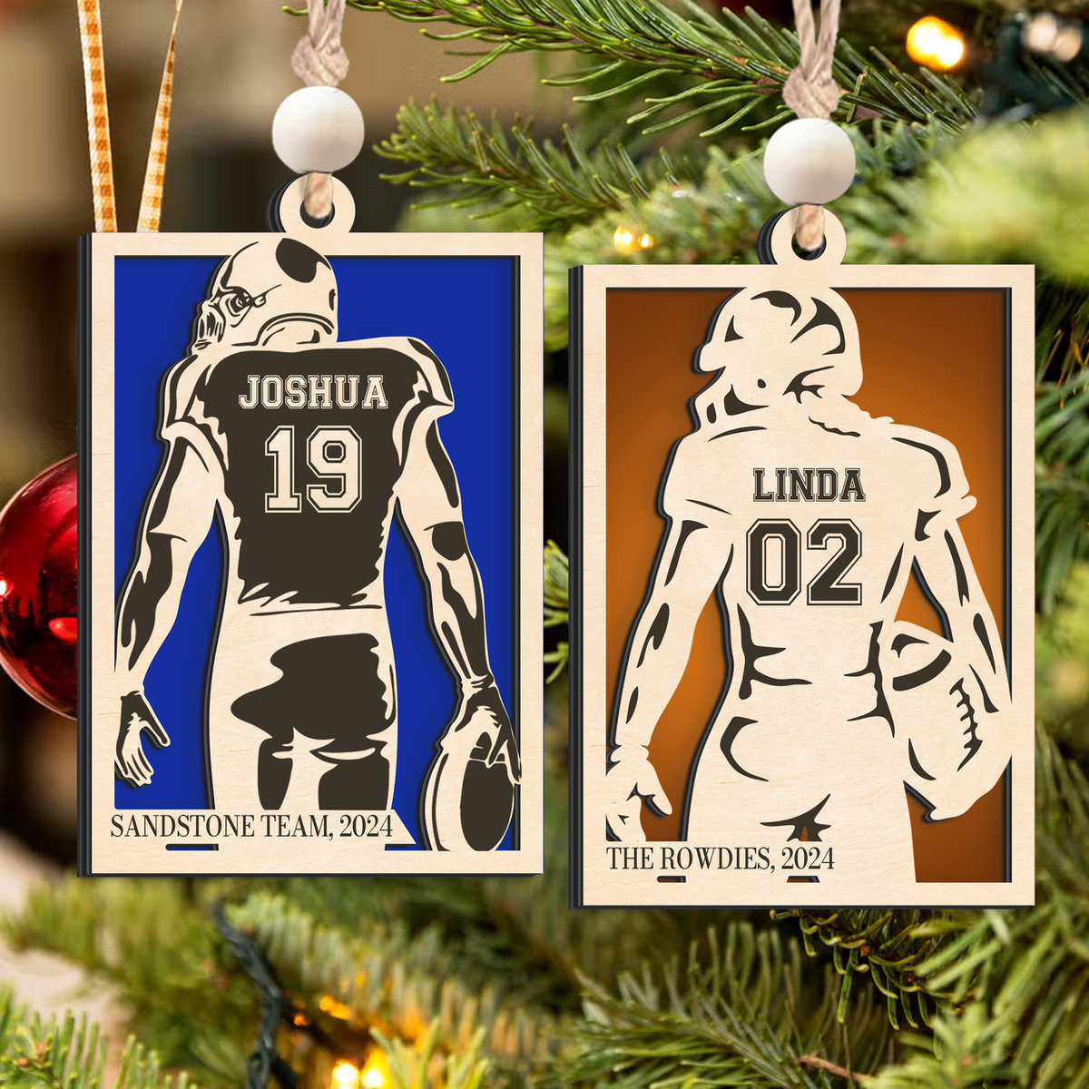 Personalized Football Ornament Gifts, Custom Football Ornament Wooden CF916 - Kindlytoys