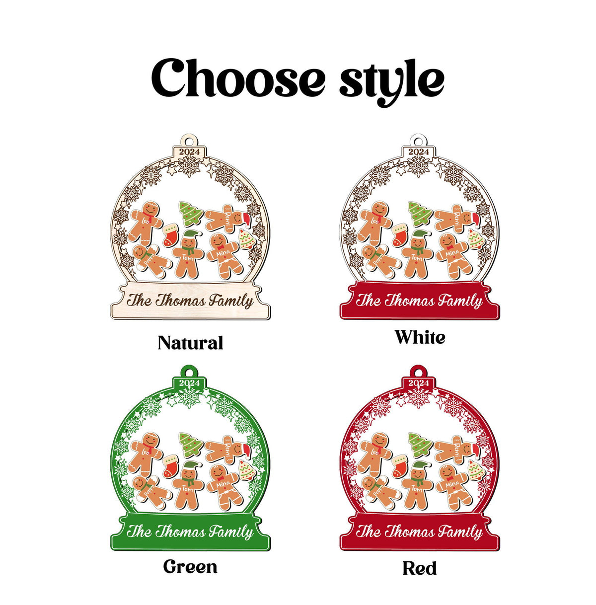 Personalized Gingerman Christmas Ornaments for Family Members, Family Christmas Ornaments CF199 - Kindlytoys
