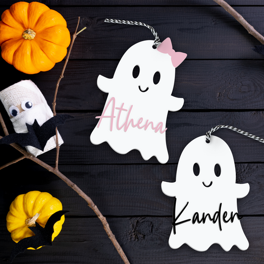 Personalized Halloween Tags, Boo Bag Tags, Acrylic Name Tags, Halloween Basket Tags HX05 - Kindlytoys