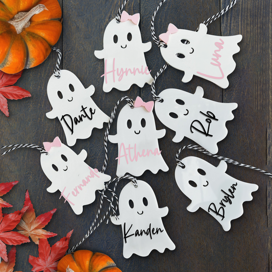 Personalized Halloween Tags, Boo Bag Tags, Acrylic Name Tags, Halloween Basket Tags HX05 - Kindlytoys