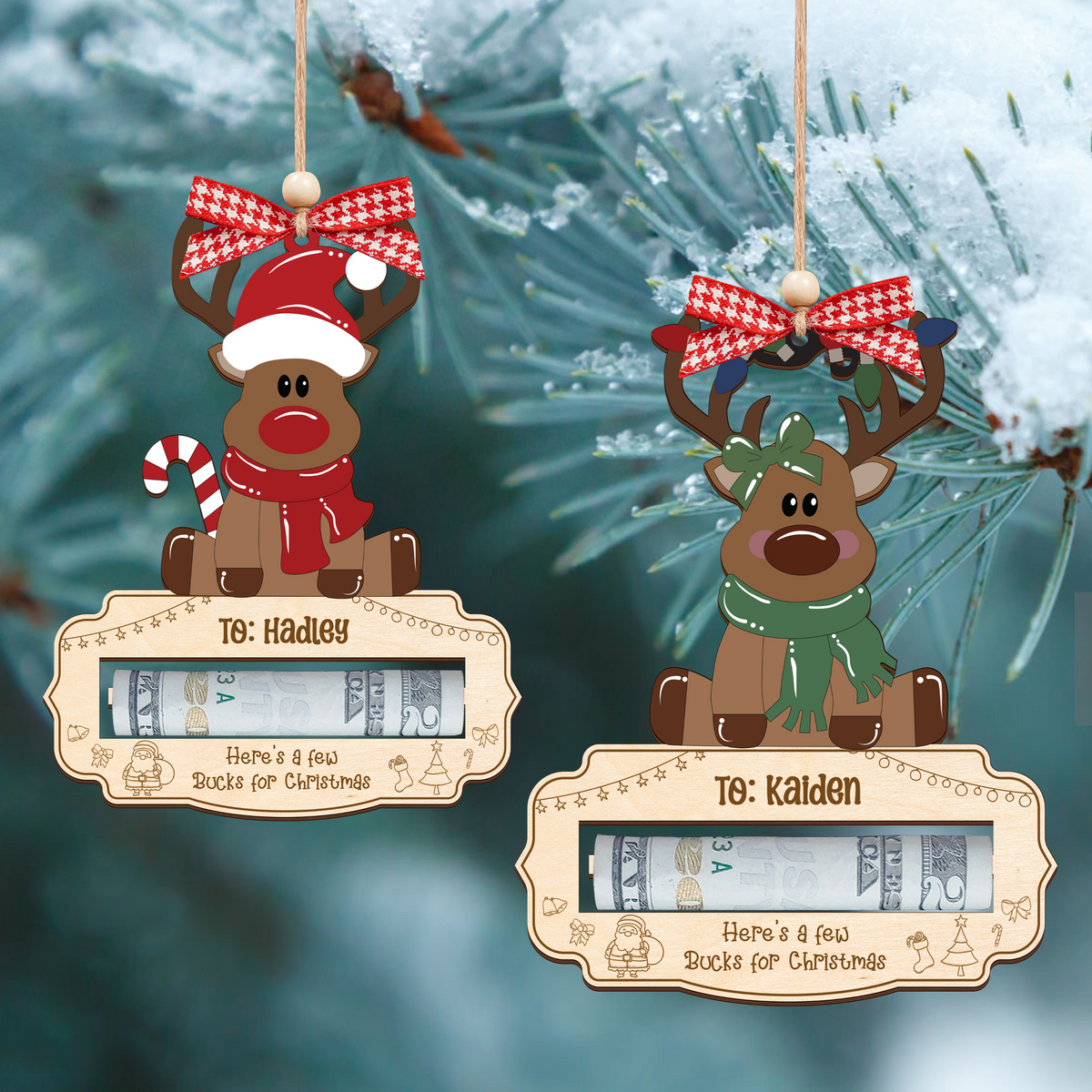 Personalized Here’s A Few Bucks for Christmas Money Holder, Reindeer Money Holder For Kids MH47 - Kindlytoys