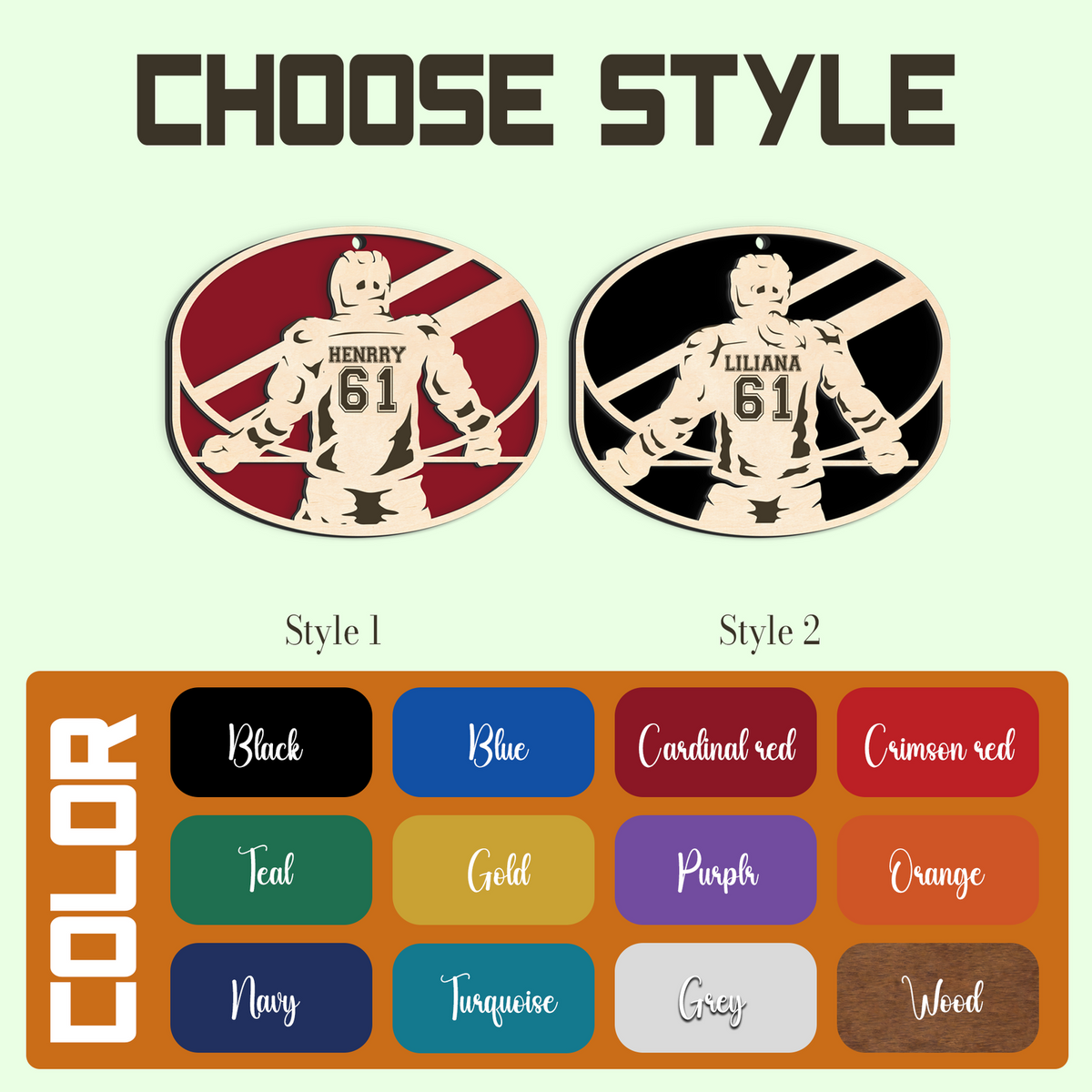 Personalized Hockey 2 Layered Wooden Ornament, Custom Name Number Hockey Player Christmas Ornament, CF929 - Kindlytoys