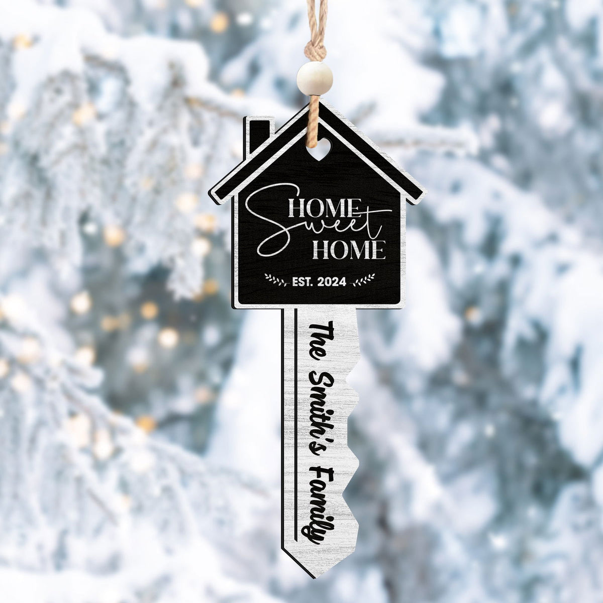 Personalized Home Sweet Home Wood Key Ornament, Housewarming Gift Christmas Ornament CF157 - Kindlytoys