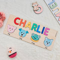 Personalized Name Puzzle With Animals, Wooden Montessori Toys NP32 - Kindlytoys
