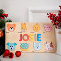 Personalized Name Puzzle With Animals, Wooden Montessori Toys NP32 - Kindlytoys