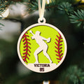 Personalized Softball Ornament, Custom Softball Wood Ornament 2 Layered CF425 - Kindlytoys