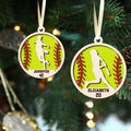Personalized Softball Ornament, Custom Softball Wood Ornament 2 Layered CF425 - Kindlytoys