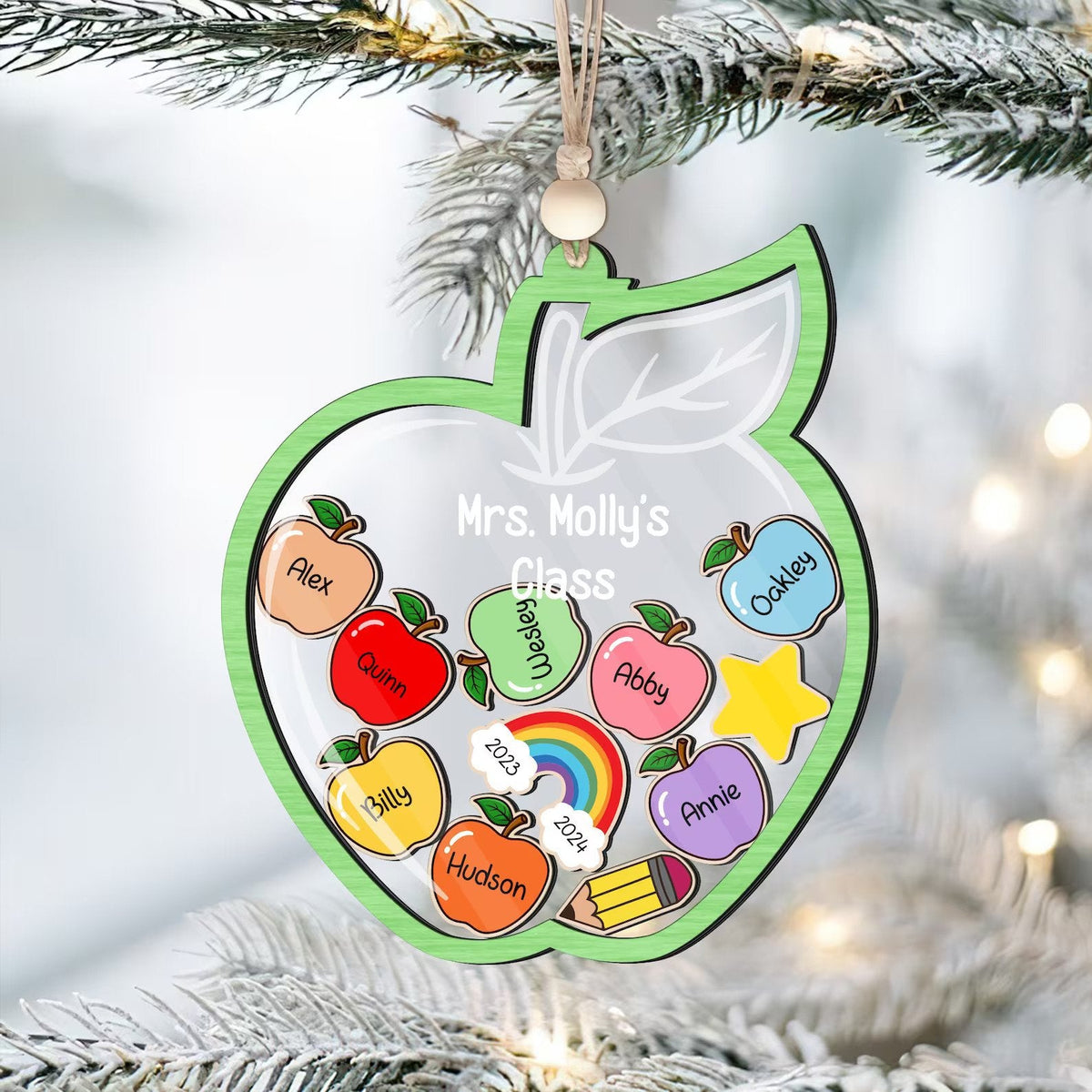 Personalized Teacher Christmas Ornament, 4D Shaker Teacher Gifts, Teacher Ornament, Teacher Appreciation Thank You Gifts KT03 - Kindlytoys