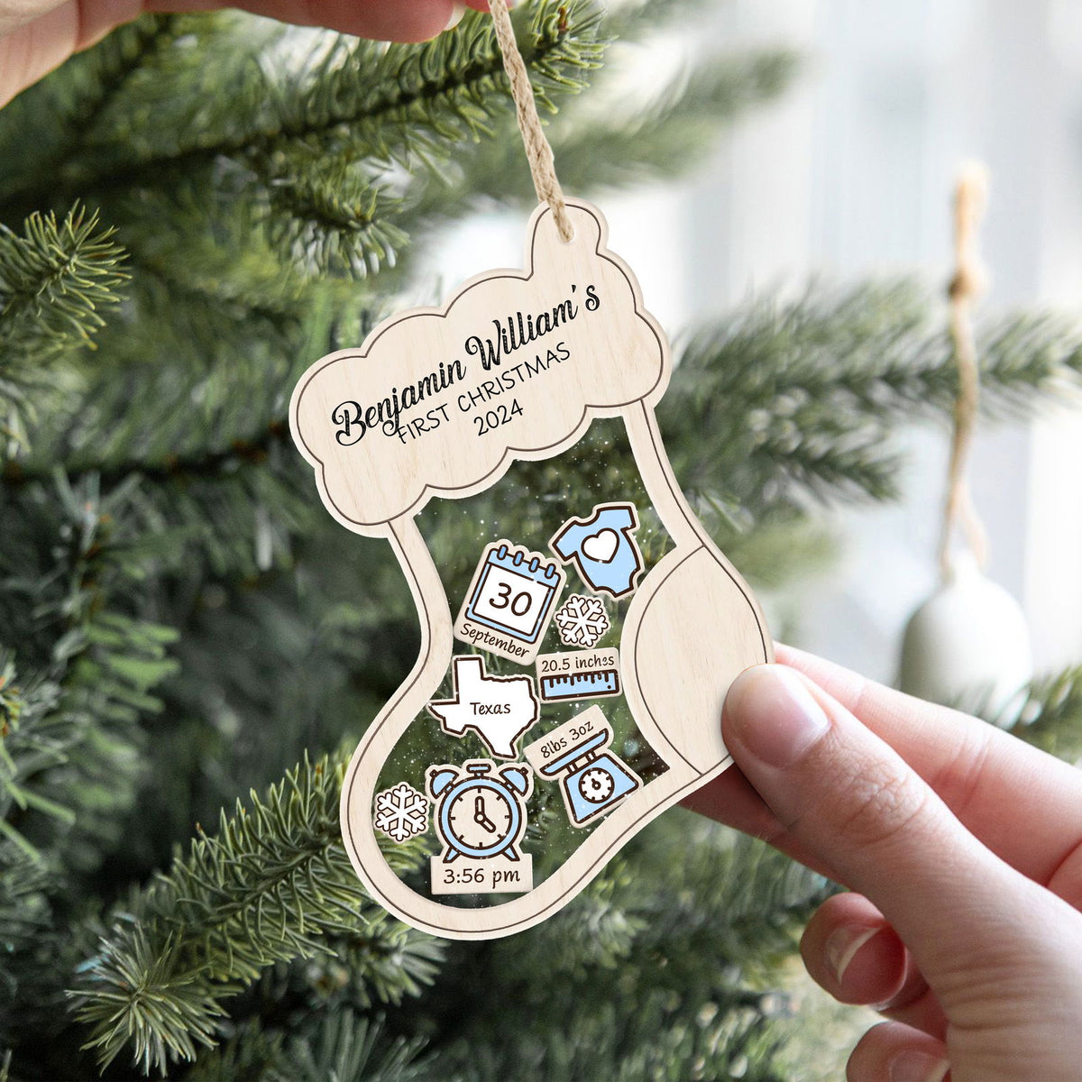 Stocking Baby First Christmas Ornament 2024, Personalized Baby Gifts, CF12 - Kindlytoys