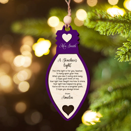 Teacher Christmas Light Ornament, A Teachers Light, Christmas Light Ornament KT06