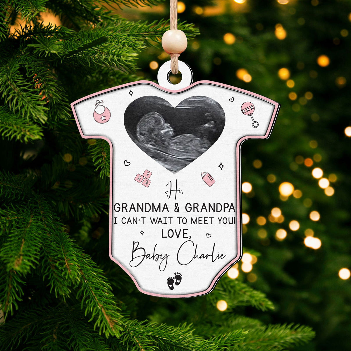 Ultrasound Baby's First Christmas Ornament, Birth Announcement Ornament CF709 - Kindlytoys