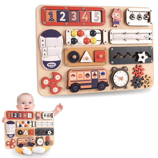 Wooden Montessori Busy Board for Toddlers