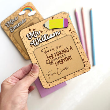 Custom Teacher Sticky Note Holder, Personalized Gift for Teacher, Teacher Appreciation Gift, Sticky Note Pad Holder SN08