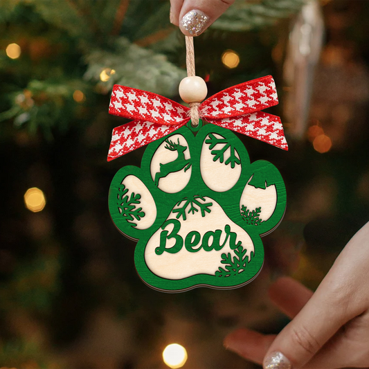 Personalized Dog Paw Ornament, Pet Christmas Ornament, Custom Dog Ornaments for Christmas Tree, Dogs Name, Dog Ornament