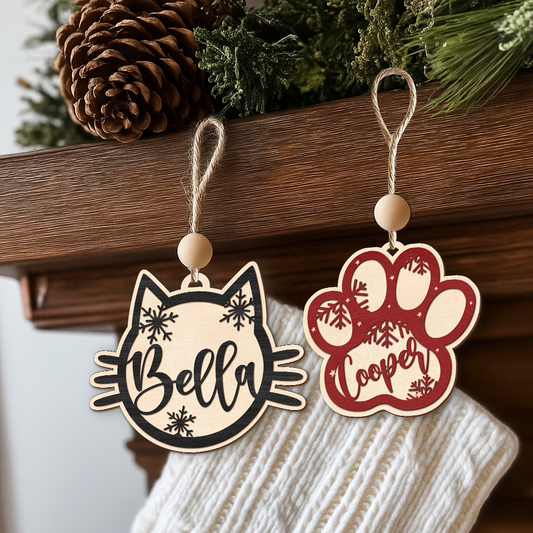 Personalized Dog Paw Ornament, Custom Cat Christmas Ornament, Pet Memorial 2025 Ornament, Gift for Dog Mom Dog Dad